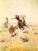 Charles M Russell O.H.Cowboys Roping a Steer china oil painting reproduction